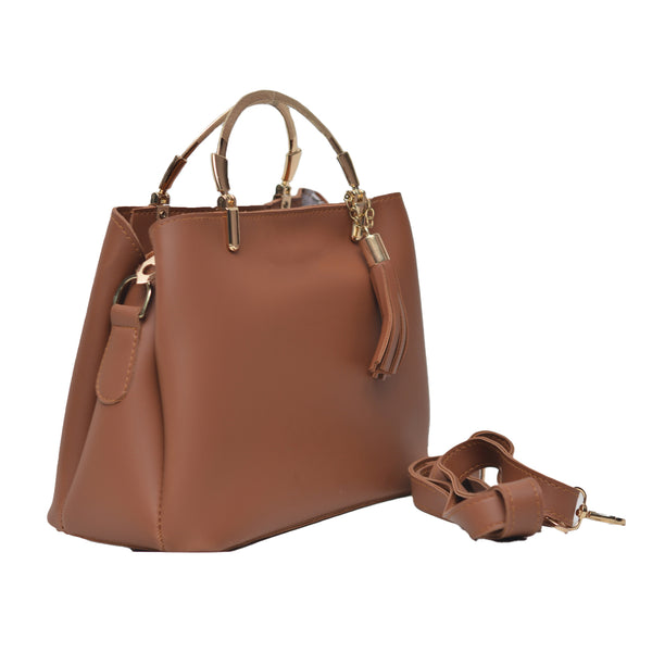 Steel handle Formal Handbag (Mustard Brown )