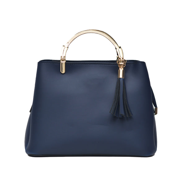 Steel handle Formal Handbag (Navy Blue)