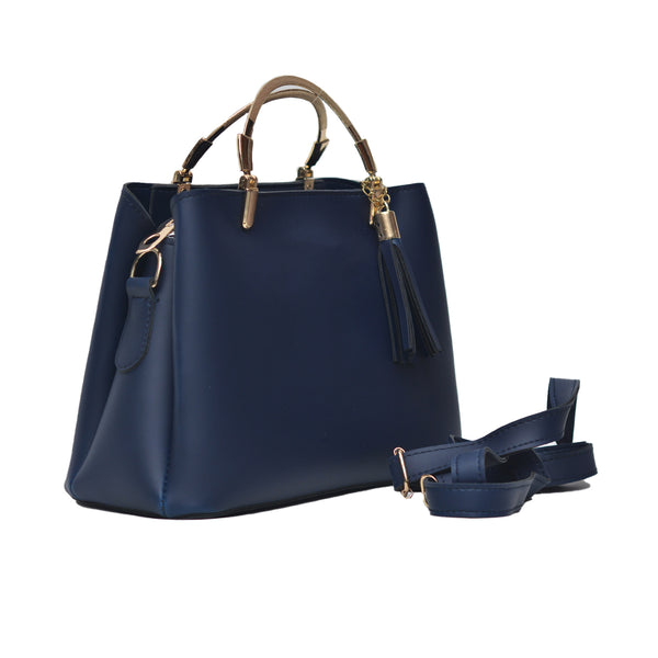 Steel handle Formal Handbag (Navy Blue)