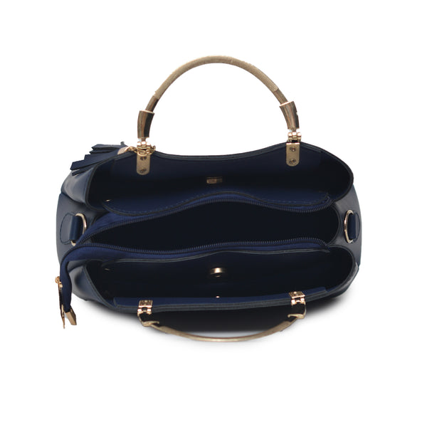 Steel handle Formal Handbag (Navy Blue)