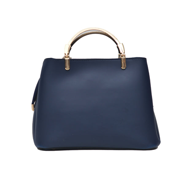 Steel handle Formal Handbag (Navy Blue)