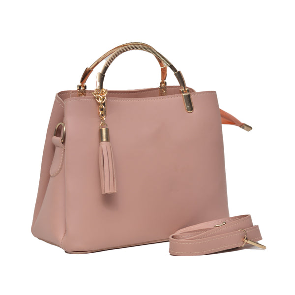 Steel handle Formal Handbag (Pink)