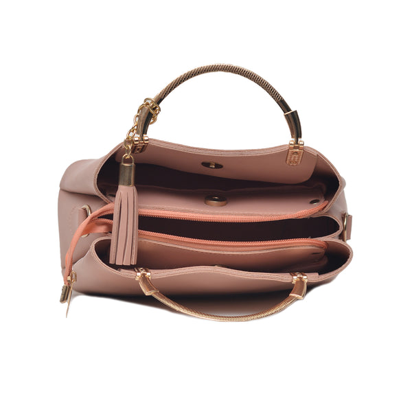 Steel handle Formal Handbag (Pink)
