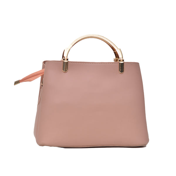Steel handle Formal Handbag (Pink)
