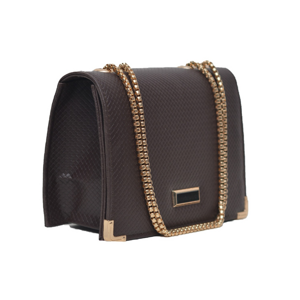 Textured Crossbody Bag (Dark Brown)