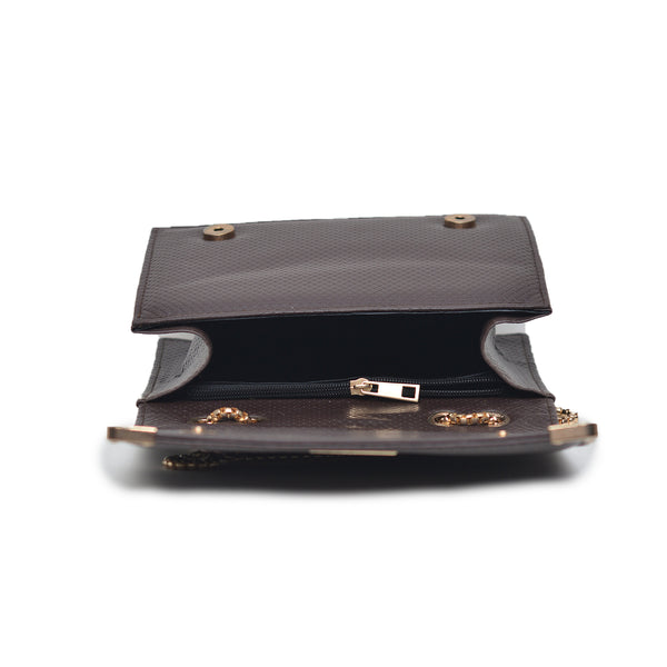Textured Crossbody Bag (Dark Brown)
