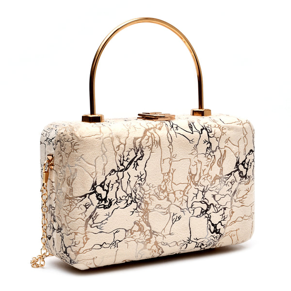 Velvet Women Wood Box Clutch (Skin)