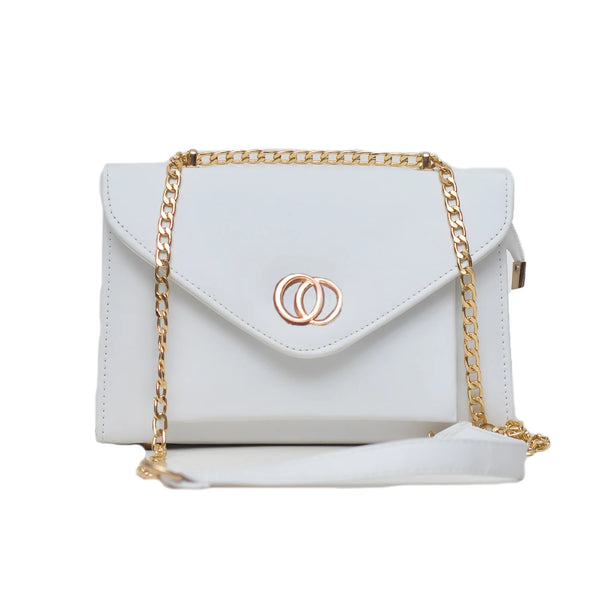 Classic Envelope Shaped Crossbody Bag (White)