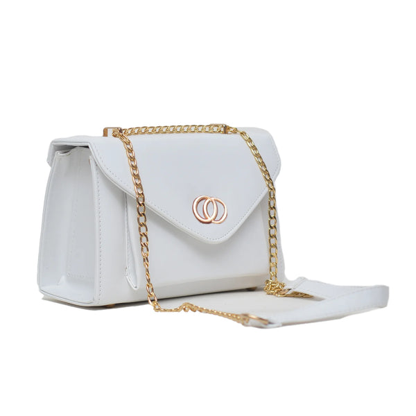 Classic Envelope Shaped Crossbody Bag (White)