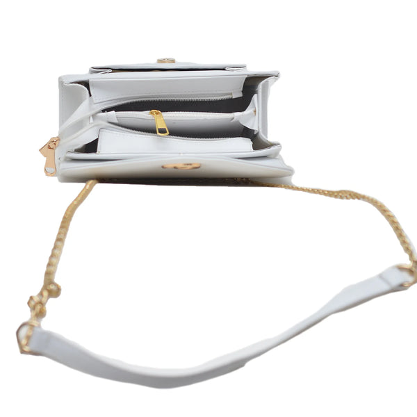 Classic Envelope Shaped Crossbody Bag (White)
