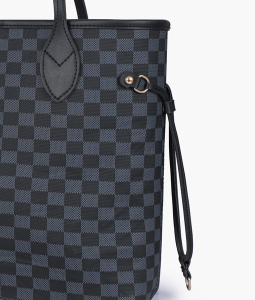 Black  checkered tote bag Black