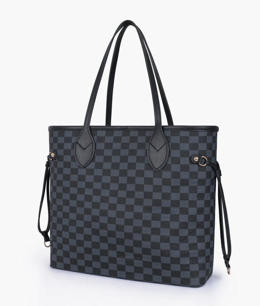 Black  checkered tote bag Black